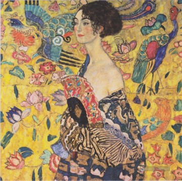 Dame mit Fächer Gustav Klimt Ölgemälde